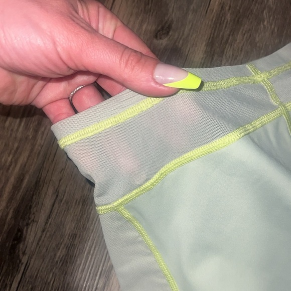 Women's neon green/ pistachio mesh  biker Shorts - Picture 8 of 8